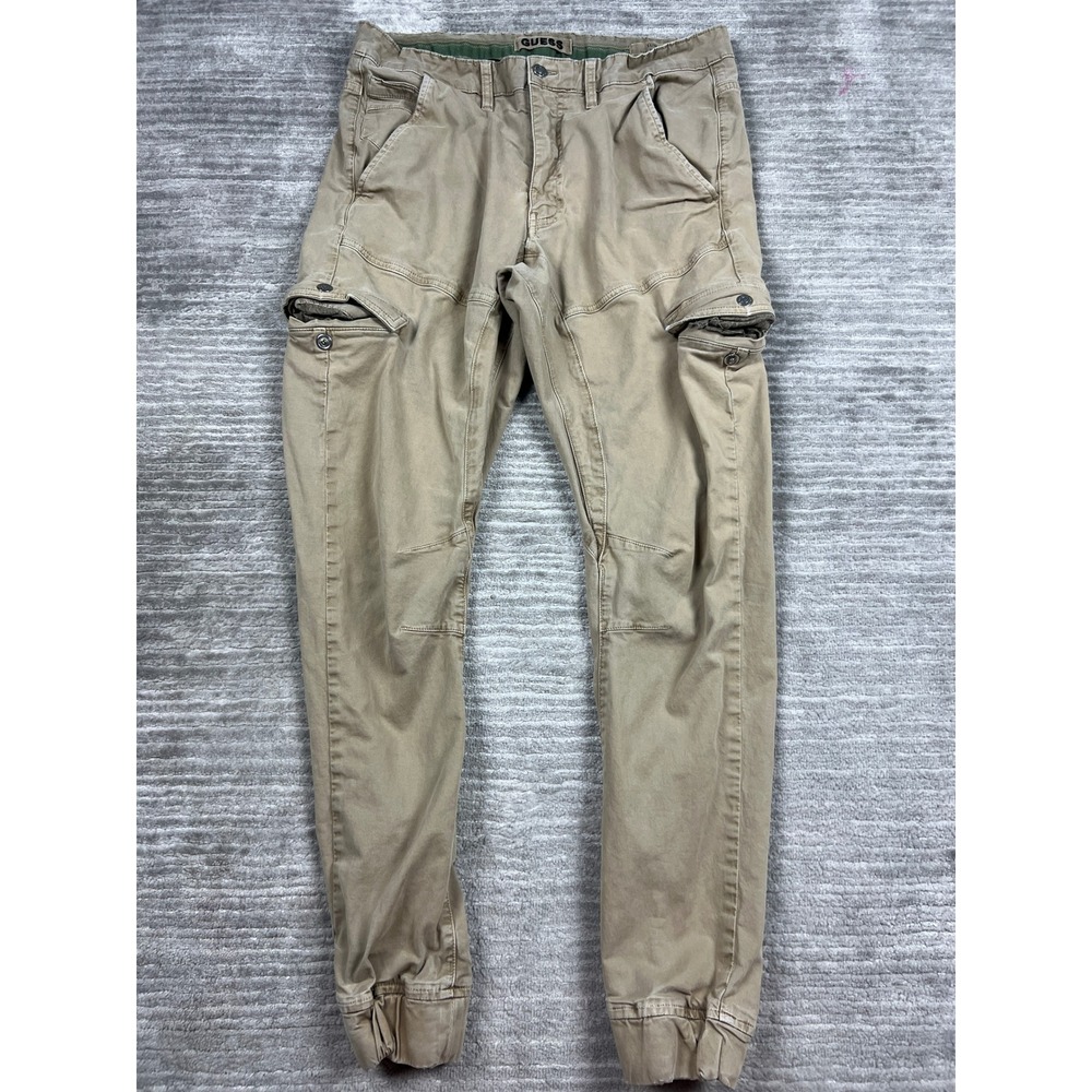 Guess Cargo Pants Mens 36 Khaki New Kombat Slim Jogger Utility Articulated Knee